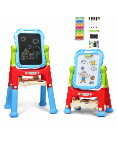 Kid's Double Sided Boards Easel Magnetic Painting Art Blue