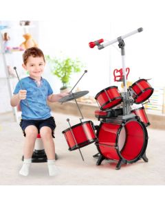 Kids Drum Kit with Stool with 8-Keys Keyboard and 2 Drumsticks