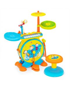 3-in-1 Kids Drum Set with 8 Keys Keyboard and LED Lights