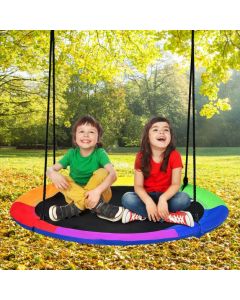 Reversible Kids Flying Saucer Tree Swing with Length Adjustable Rope