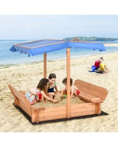 Kids Foldable Cabana Sandbox with Foldable Lid and Canopy