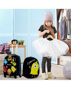 2 Pieces Kids Luggage Set with 4 Casters and Retractable Handle Beige