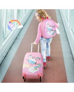 2 Pieces Kids Luggage Set with Spinner Wheels and Unicorn Graphic