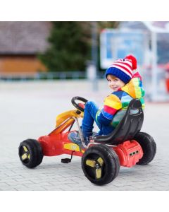 Kids Pedal Go Cart with Adjustable Seat and Non-Slip Wheels
