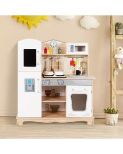 Wooden Pretend Kids Play Kitchen with Light and Sound Chef Role Playing