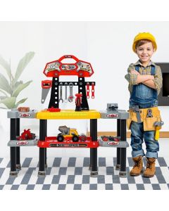 121 Piece Kids Pretend Play Tools Double-Tier Workbench and Construction Toy Set