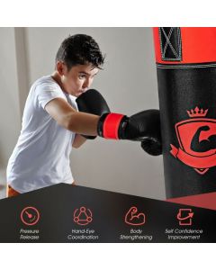 Kids Punch Bag with Hand Wraps and Wall Bracket for Workout