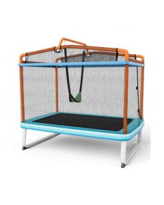 190CM 3-in-1 Kids Rectangle Trampoline with Enclosure Net and Horizontal Bar