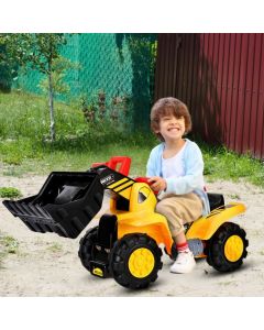 Costway Kids Ride-on Bulldozer Toy with Horn and Storage Seat