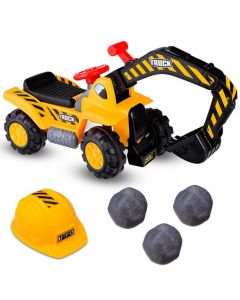 Kids Ride on Digger with Safety Helmet and Toy Stones