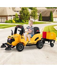 12V Kids Ride-on Street Sweeper Truck with Rotating Brushes