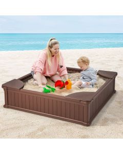 Kids Sandbox with Cover Bottom Liner and 4 Corner Seats