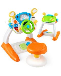 Kids Steering Wheel Toy and Stool with Cyclic Rotary Scene