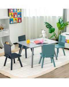 5-Piece Kids Table and Chair Set with Building Blocks for Playing Writing