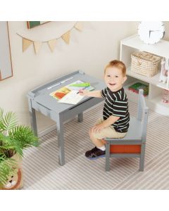 Kids Table and Chair Set with Hidden Space and Hook