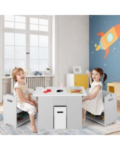 4-in-1 Kids Table and Chairs Set with 2 Stackable Chairs