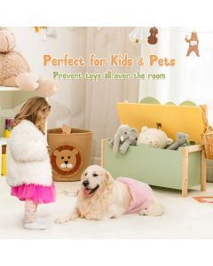 2-in-1 Kids Toy Box with Safety Hinged Lid for Playroom Bedroom