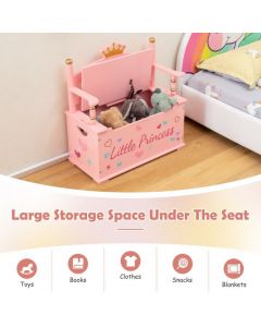 2-in-1 Kids Toy Chest and Bench with Safety Hinge