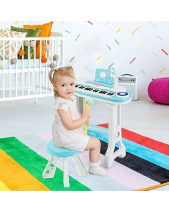 37-Key Kid's Toy Electronic Keyboard with Stool and Microphone