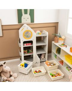 Kids Toy Storage Organizer with Mobile Trolley and Unique Roof