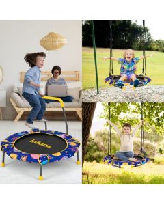 2-in-1 Folding Kids Trampoline and Swing with Removable Handle
