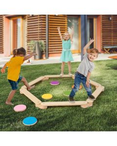 12 Pcs Kids Wooden Balance Beam with Colorful Steeping Stones