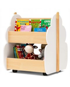 Kids Wooden Tree-Shape Bookshelf with Universal Wheels
