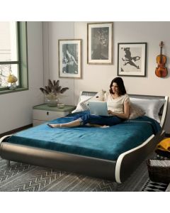 King Size PU Double Bed Frame with Curved Headboard