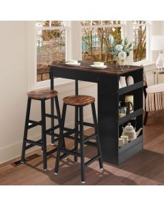 3 Pieces Industrial Kitchen Dining Bar Table Set with 2 Stools