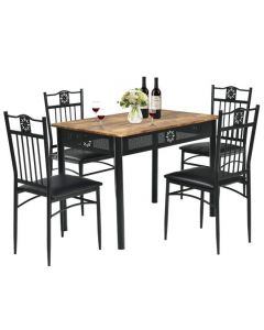 5 Pieces Kitchen Dining Table and Chair Set with Sponge Cushion