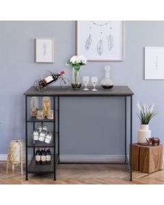 Modern Kitchen Breakfast Counter Dining Bar Table with 3-Tier Shelves