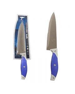 Stainless Steel Kitchen Knife with Protective Handle Serrated Blade Edge