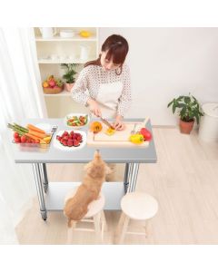Kitchen Table with Height Adjustable Shelf and Adjustable Feet