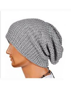 Unisex Warm Oversize Beanie Skull Cap Winter Slouchy Knitted Baggy Hat - Grey