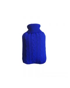 Knitted Hot Water Bottle Cover 2000ml Body Warmer Hand Warmer COVER ONLY - Blue