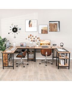 150 x 140 x 75cm Large Corner L-Shaped Computer Desk with 3 Storage Shelves