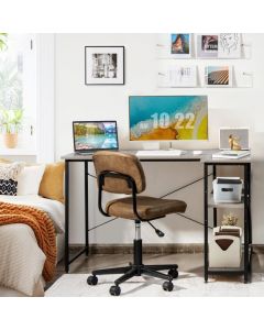 L-Shaped Corner Computer Desk with Reversible and Adjustable Bookshelf