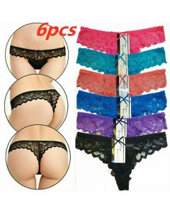 Pack of 6 Ladies Lace Thong Seamless Underwear Lace Panties