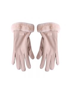 Ladies Winter Gloves Fleece Suede Warm Soft Fur Lined Thermal Gloves Touch Screen Gloves - Khaki