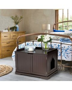 Large Cat Litter Box with Double Doors and Removable Divider