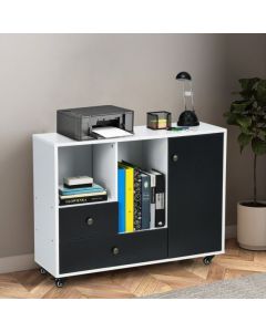 Lateral Stationery Storage Cabinet Chest with 2 Drawers and 2 Compartments