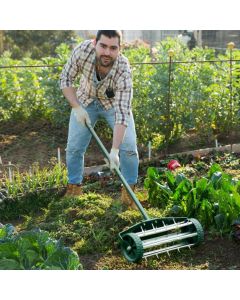 Lawn Spike Aerators Manual Grass Roller with Protective Fender