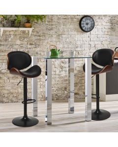 Set of 2 PU Leather Adjustable Bar Stools for Kitchen
