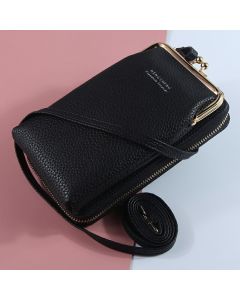 Womens Small Crossbody Bag Cellphone Purse Wallet Card Clutch Travel Pocket - Black