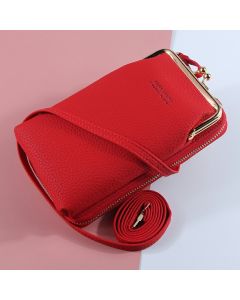 Womens Small Crossbody Bag Cellphone Purse Wallet Card Clutch Travel Pocket - Red