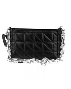 PU Leather Quilting Crossbody Bag Shoulder Bag Purses and Handbags Thick Chain - Black