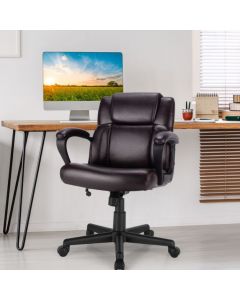 Modern Mid-Back PU Leather Office Chair with Adjustable Height