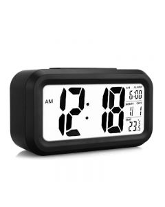 5.3 Inch Smart Simple Silent LED Digital Alarm Clock w/ Date Temp Display -Black