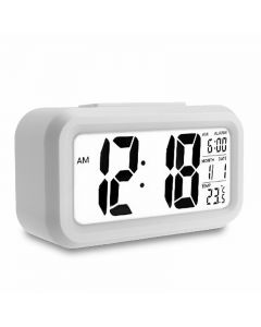 5.3 Inch Smart Simple Silent LED Digital Alarm Clock w/ Date Temp Display -White