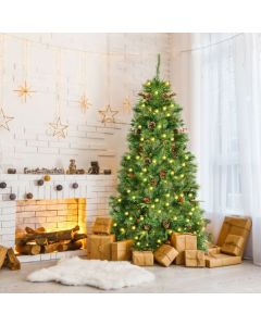 6ft Artificial Pre-Lit Christmas Tree with 250 Warm LED Lights